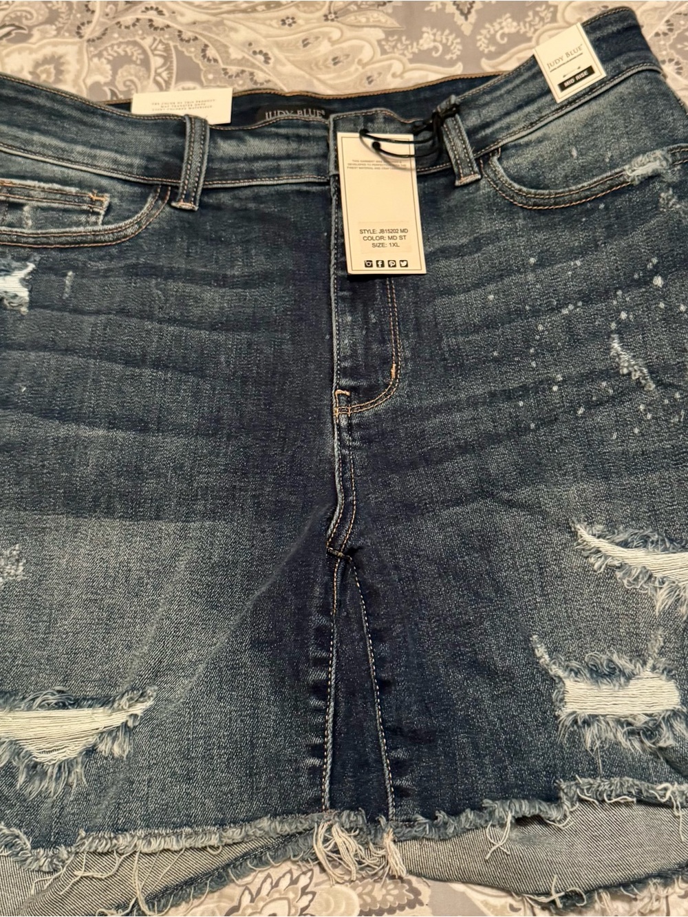 Judy Blue Distressed Mid Rise Shorts